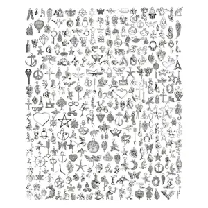 300 PCS Wholesale Bulk Lots Jewelry Making Charms Mixed Smooth Tibetan Silver Alloy Charms Pendants DIY for Bracelet Necklace Jewelry Making and Crafting