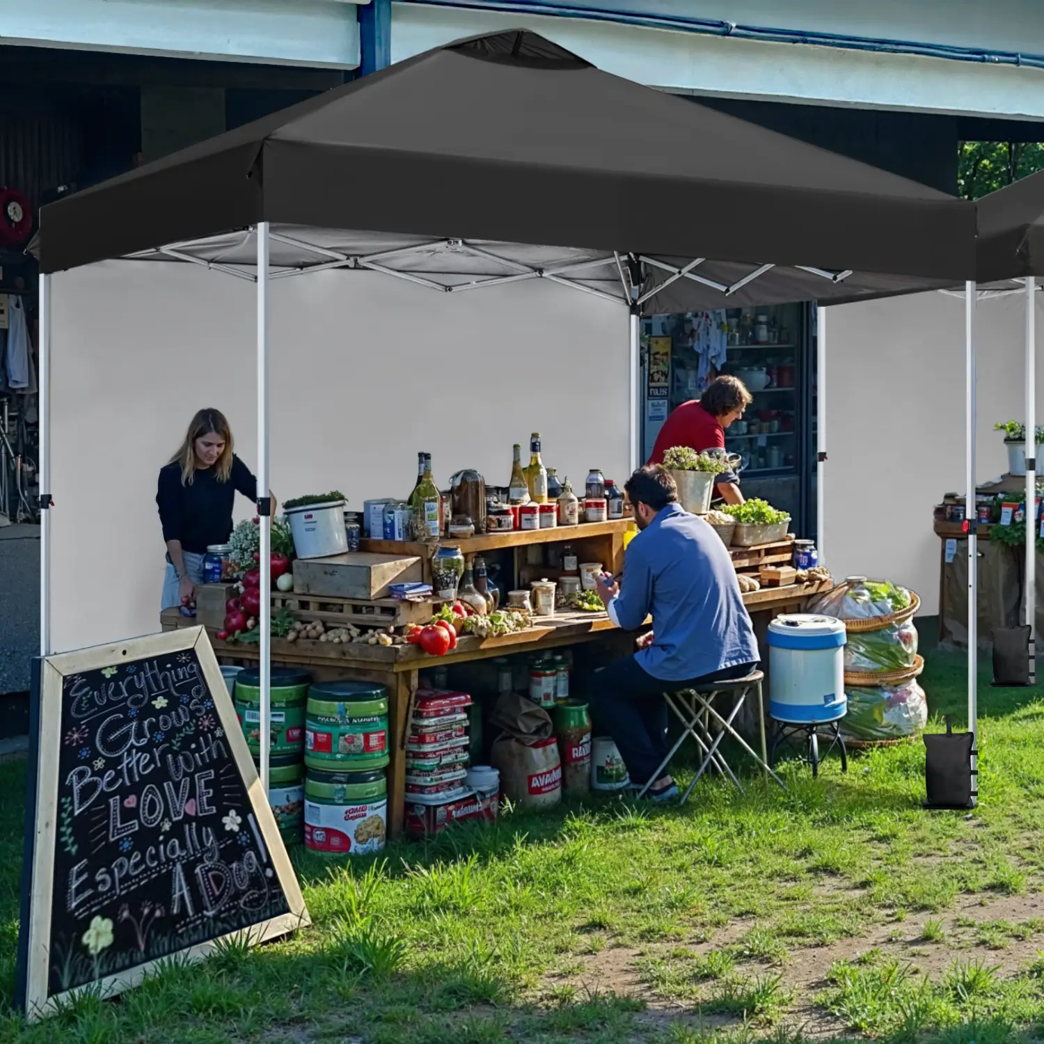 【FallDealsForYou】ONBRILL 10x10FT Pop Up Canopy, 1-Person Setup One Push Canopy Tent with 4 Sandbags & Roller Bag & Spiral Spikes for Vendor Market Bea