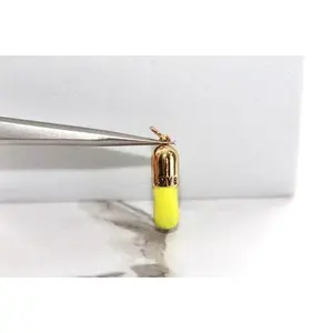 Yellow Pill Charm - Gold Plated