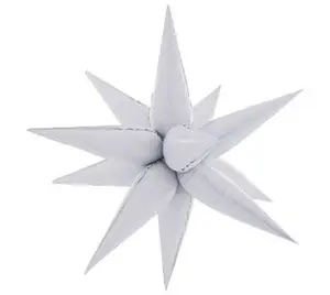 40" Star Burst Foil Balloons Large White  #64149
