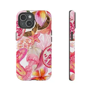 Vintage Mosaic Flower Polycarbonate Rubber Smartphone Case - Italian Summer Design, Shockproof Heavy-Duty Drop Protection, Scratch-Resistant Custom Accessory, Protector Casing Cover for iPhone 11-17 Pro Max Plus
