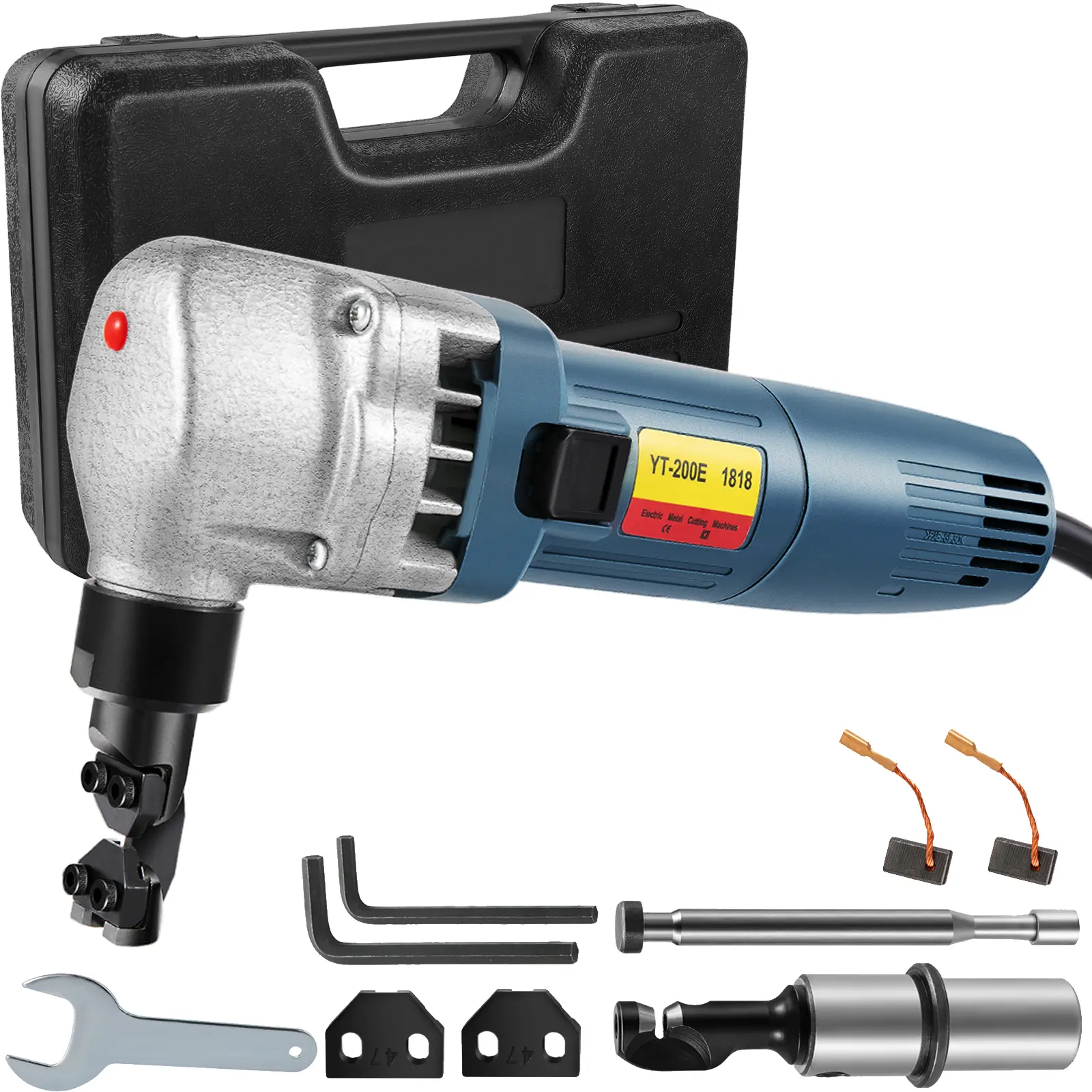 【summerfinds】VEVOR Electric Sheet Metal Cutter, 380W Power, 1800RPM Rotor Speed, 0.07in/1.8mm Cutting Capacity, Includes Replacement Blades and Storage Case, Ideal for Stainless Steel, Aluminum, Plastic