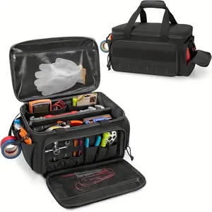 14 Inch DIY Tool Storage Bag, Portable Electrician Repair Tool Organizer with Multi Compartment Durable Wear Resistant Design for Home Maintenance and Hardware Tools
