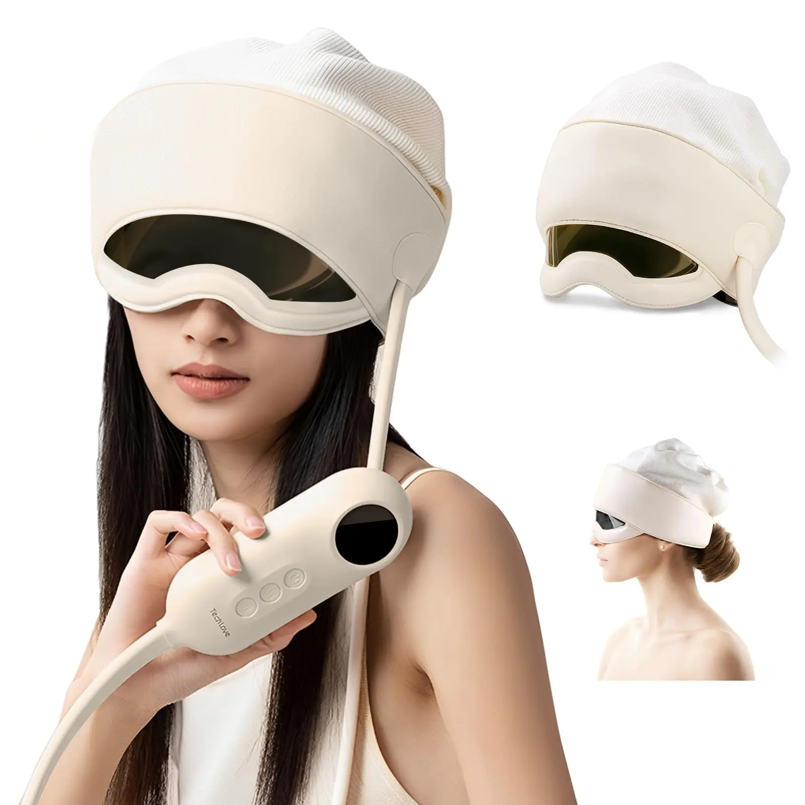 Lightweight Acupressure Device with 6-Zone Deep Kneading & Heat, Rechargeable & Cordless for Daily Migraine Relief, Relaxing Gift for Friends, Adjustable, Leather, Pain Relief Solutions, Portable Mini Massage Devices, Head Massager, 6 Zones, Durable, Slee