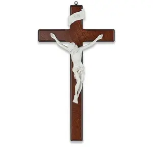 Birch Wood Crucifix with Fluorescent Image 18.5 x 10.3 inches