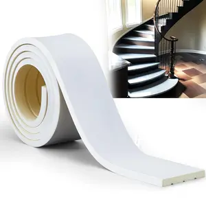 Flex Trim Molding Flexible Flatstock Trim Base Molding PU Baseboard Decorative for Wall Corners Cabinet Edges Countertops Villas Hotels Suites Wall Tiles 0.59 Thick x 3.94 Wide x 8' Feet