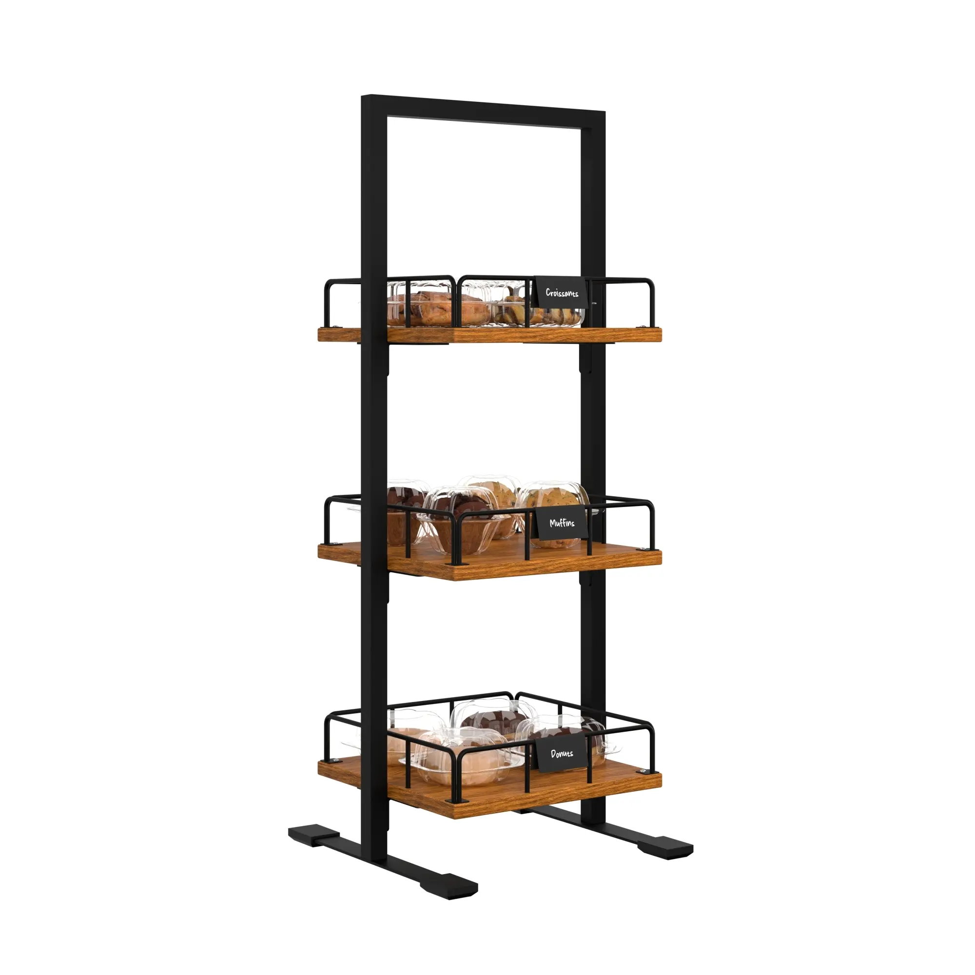 12 In. 3-Tier Wooden Bakery, Supermarket & Cafe Display Case (KM-SDW-3SOP)