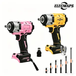 ELECMAPS Cordless Pink/Yellow Impact Wrench, Brushless Motor, Up To 430N Torque, Ergonomic Design, Easy Tightening And Loosening In Building Maintenance And DIY Projects, A Great Gift For Men.