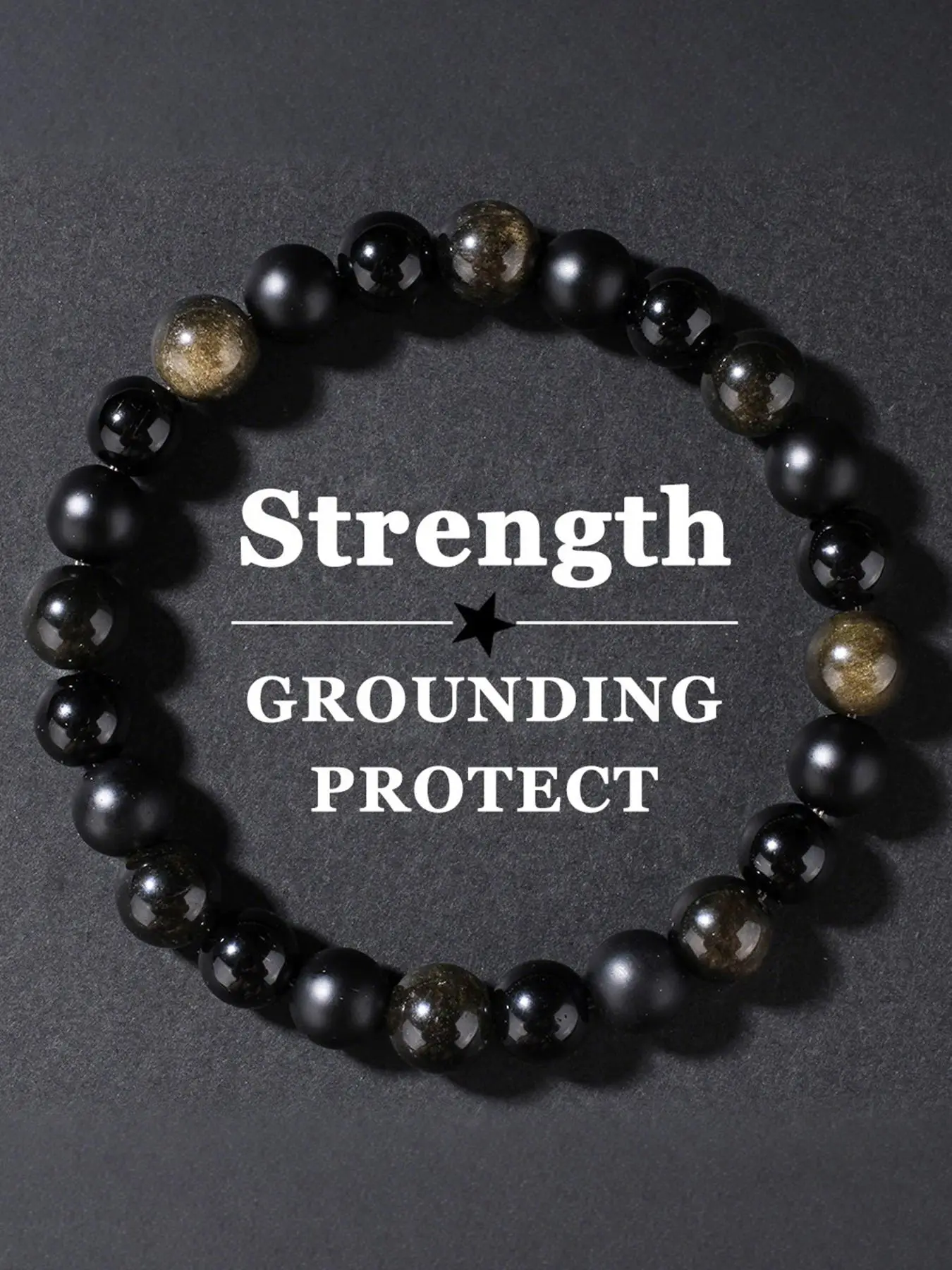 Black Obsidian Beaded Bracelet, Unisex Elastic Beaded Bracelet, Grounding Stone Bracelet, Wealth Magnet & Business Success Gift, Black Onyx Bracelet