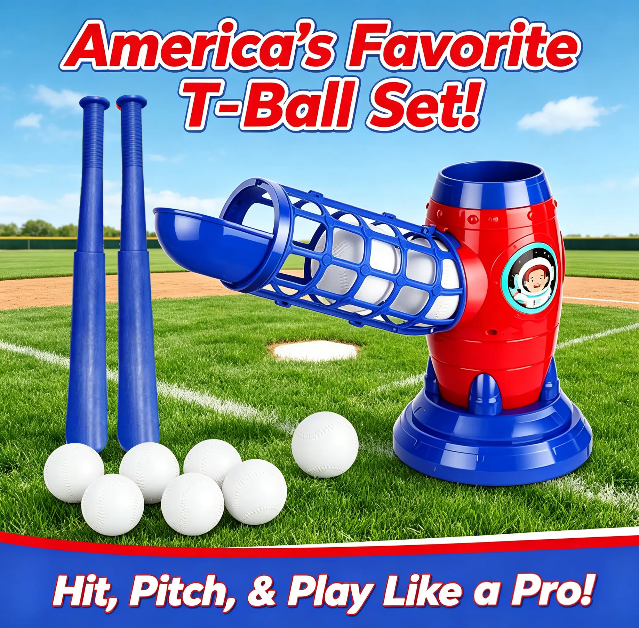 Fully automatic children's baseball Trainer — Equipped with an automatic pitching system, comes with 10 soft practice balls, portable pitching trainer, improves hand-eye coordination, suitable for children's baseball training, a surprise gift for kids,sum