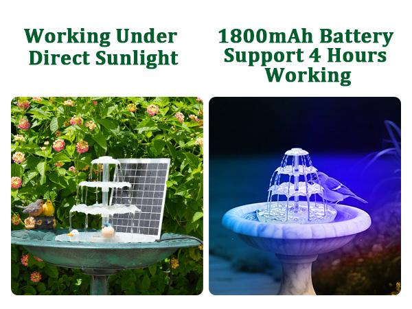 AISITIN 6.5W Solar Bird Bath Fountain with 3 Tiered Bird Bath Upgraded 2026, DIY Detachable Solar Water Fountain Pump with Fixed Equipment, 7 LED Lights for Garden Decoration, Outdoor Bird Feeder and Waterfall