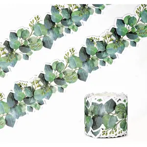 49ft Eucalyptus Die-Cut Border Trim Eucalyptus Themed Border Sticker for Bulletin Board Classroom Photo Wall Desks Display Home and School Decorations Green