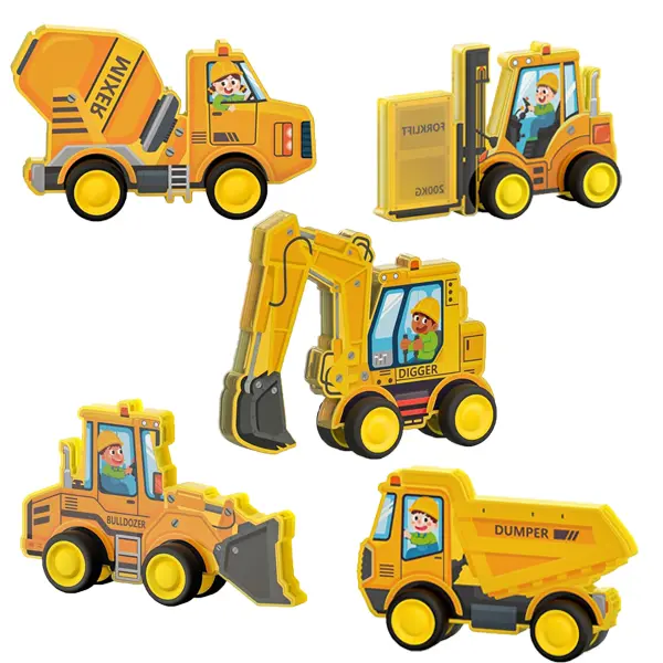 Magnetic tile rolling building toy set, 5 building car toys compatible with most mainstream magnetic tile sets, magnetic building blocks, magnetic tiles for children's trucks, educational gifts for boys and girls, popular play toys for kids