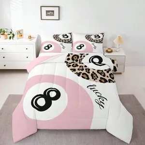 3-piece college style Lucky 8 Ball Quilt Set - Soft and warm, suitable for all seasons, 200gcm quilted filling, including 1 quilted quilt and 2 pillowcases (excluding pillow core) - Suitable for bedrooms, dormitories, air-conditioned rooms