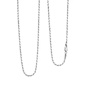 Rope Chain Necklace in Rhodium Over Sterling Silver 8.69 Grams 20 Inches