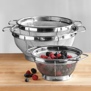 Stainless-Steel 3-Piece Mesh Colander Set