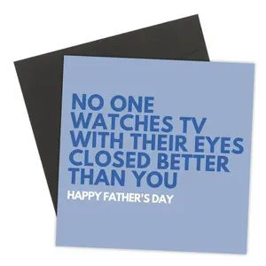 Funny Father's Day Card with Envelope, No Watching TV Card, Greeting Card for Dad, Card for Him, Gift Ideas, Gift for Father, Positive Message Card, Custom Message Card