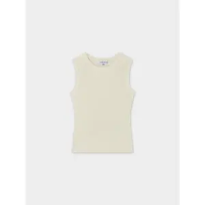 Sleeveless Ribbed Crew-Ivory