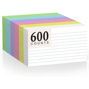 600 Count Index Cards 3 x 5 Inch Colored Lined Flash Cards Ideal for Studying and To-do-List, Portable Note Cards Taking for Students and Teachers, Flash Card Styled for , Office or School Use