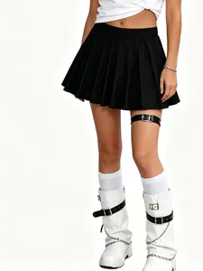 Y2K Sweet Cool High Waist Pleated Mini Skirt, Flirty Versatile Slimming A-Line Half Skirt, American Retro Style, Casual Sporty Tennis Skirt