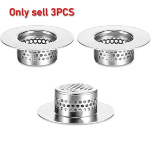 RV Bathroom Sink Strainer (3 Pack), Bathtub Drain Cover Lavatory Sink Drain Strainer Hair Catcher for Laundry Utility RV Sink, Stainless Steel Drain Filter. Fit Hole Size from 1.25" to 1.3"
