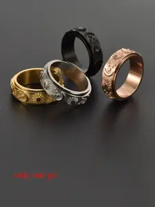 Rotating Star Moon Sun Stress Relief Ring, Stainless Steel Unisex Jewelry, Fashionable Adjustable Band, Perfect Gift Idea
