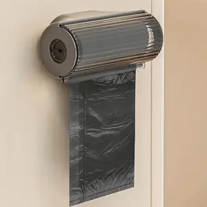 ✨ Upgrade Your Kitchen Aesthetic. Luxury Ribbed Trash Bag Storage Bin | Clear Plastic Waste Bag Container, Bathroom Hanging Saver for Shoe Covers, Dispenser Bin, Garbage Can Organizer