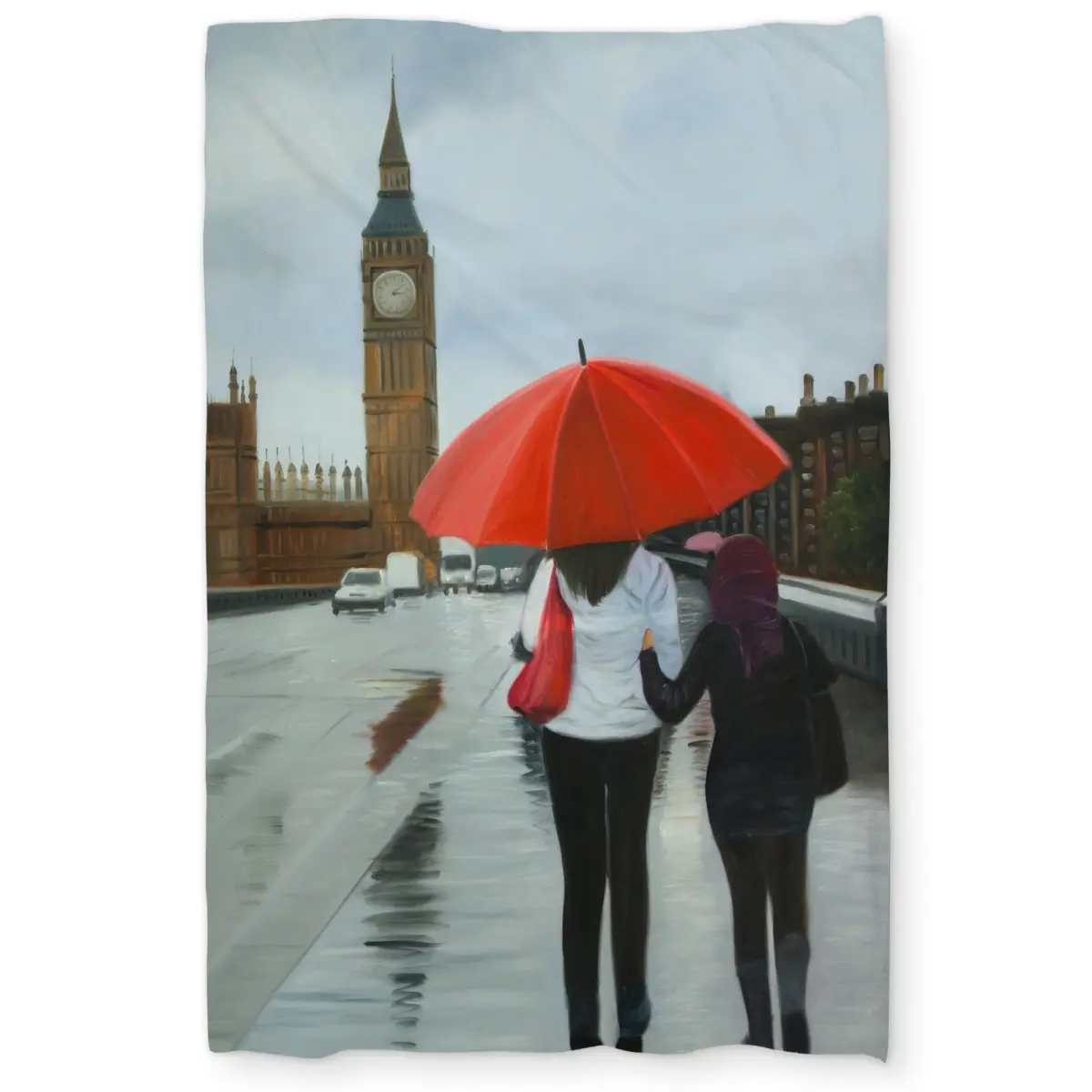 Begin Home Decor C1DCTXLWI04SGK British Under Umbrella Twin Size Extra Long Duvet Cover - Big Ben Scenic Home Decor