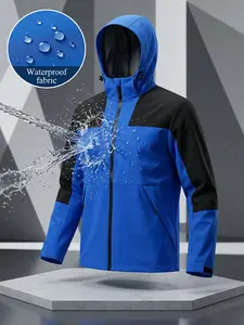 Spring & Fall Unisex Casual Outdoor Soft Shell Jacket, Waterproof Outdoor Wear, Softshell Jacket, Loose-Fit Long Sleeve, Windproof Waterproof Hiking Hooded Coat, Outdoor Sports Outerwear