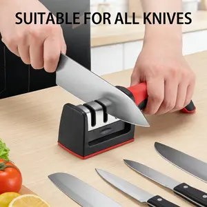 Ergonomic 3 Stage Manual Knife Sharpener Non-Slip Handle Kitchen Knife Sharpening Tool for Home Cooking
