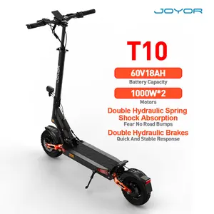 Joyor T10 Portable Folding Electric Scooter - 2000W Motor, 75km Range, Included Inner Tube, Included Tool, Portable Folding Scooter