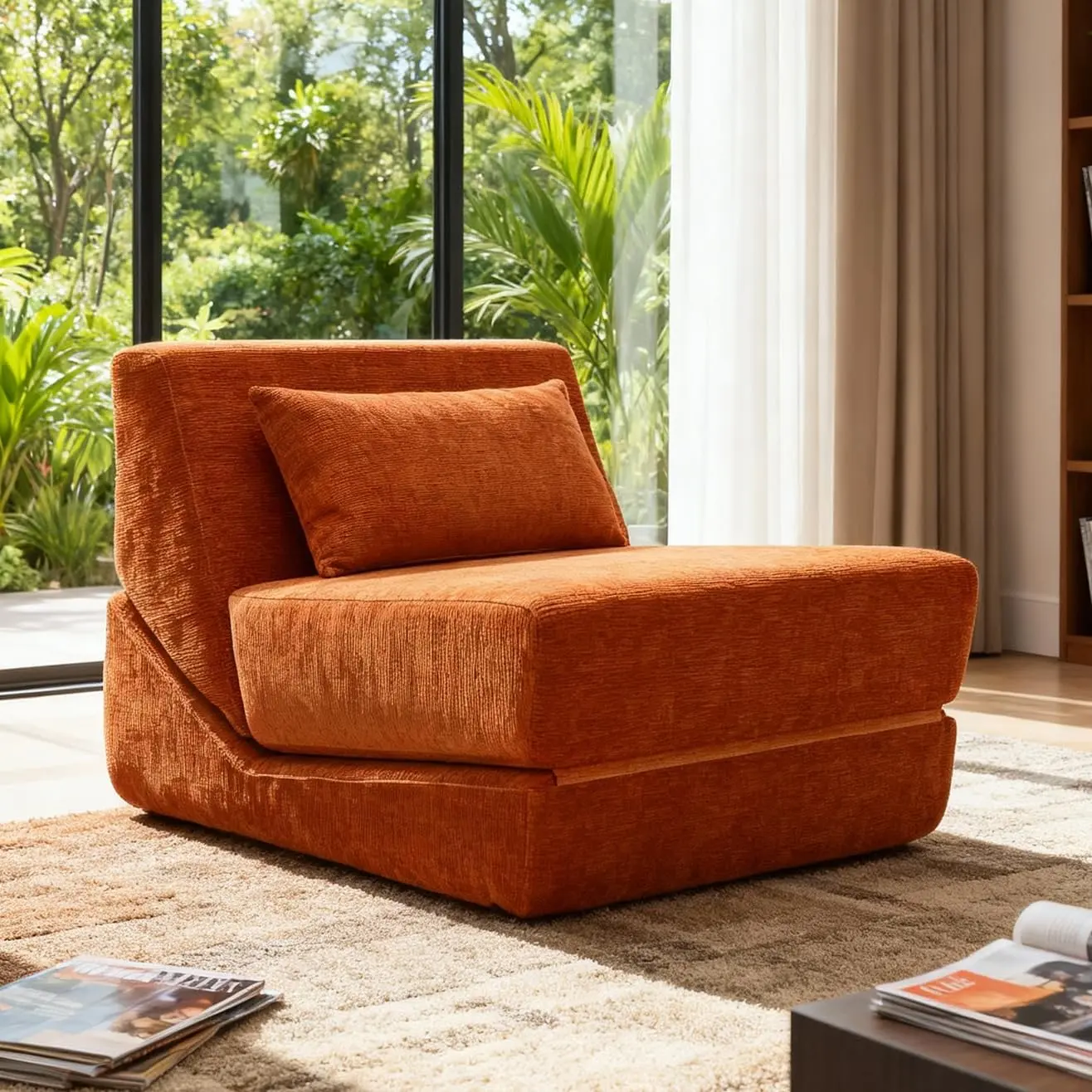 Fold Out Chair Bed, Folding Sofa Bed, 3 in 1 Convertible Sleeper Chair Bed for Nap, Transformable Sofa Bed for Apartment,Dormitory,Bedroom