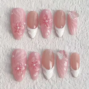 Jojo：20sets handmade press-on nails selectable size and length random style