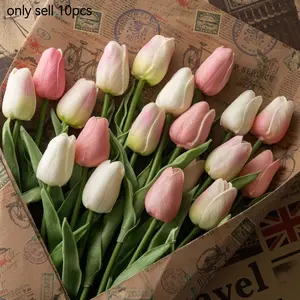 10 Real Touch Tulips, Realistic PU Flower Bouquet with Stems, Home Decor, Wedding, Holiday Gift, Mother's Day, Valentine's Day