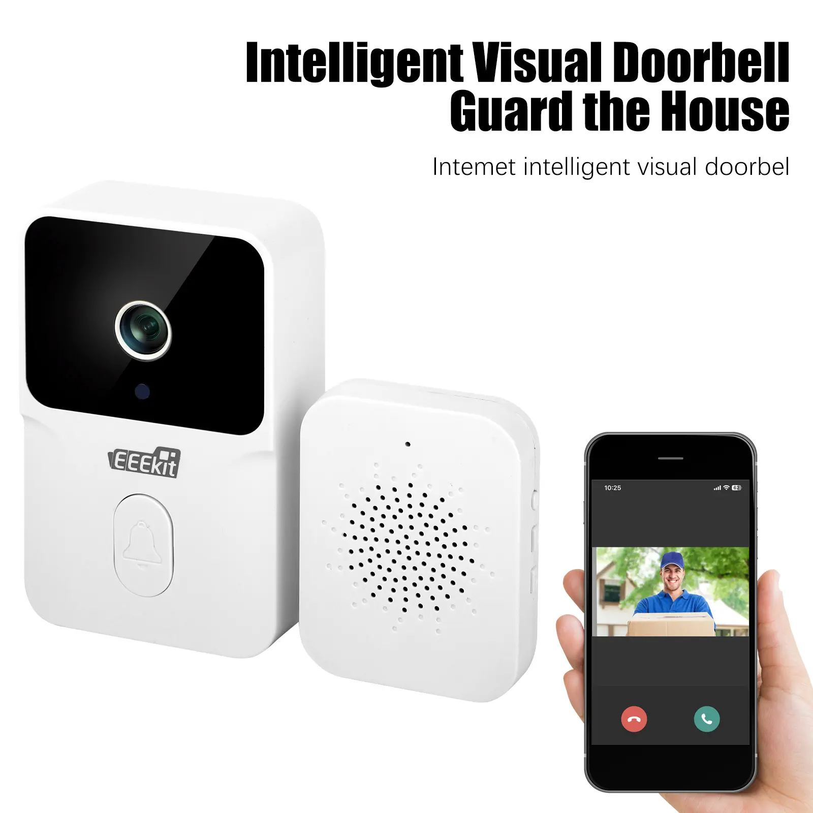Celectigo Home Security Doorbell, Smart Wireless WiFi Videodoorbell Camera with Intercom & Video Recording, Enhanced Security Wall-Mounted Door Bell