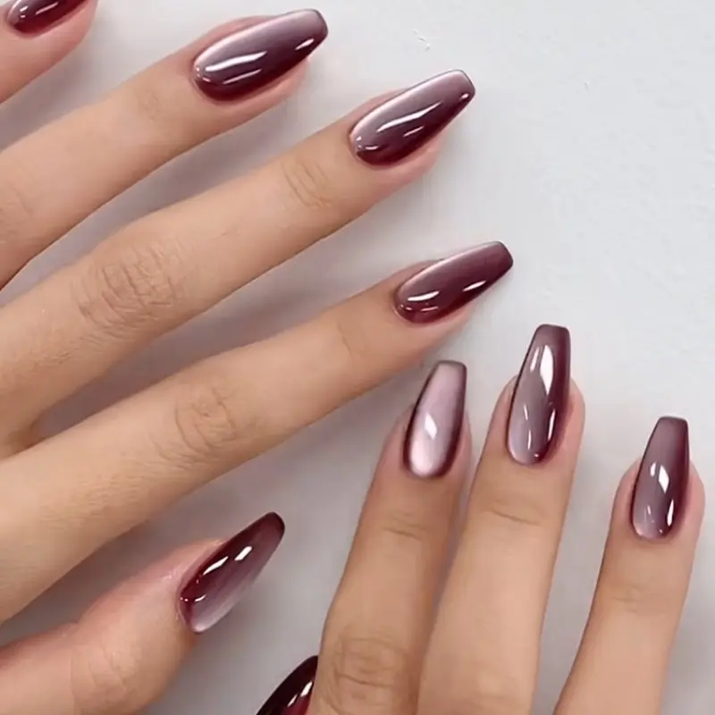 24pcs Square Medium-Length Nails, Gradient Nude Fake Nails, Reusable, Beginner-Friendly, Includes Jelly Glue and Nail File, Nail Manicure Kit, Nail Designs, Nail Kit Set, Nail Art Supplies, Nail Art Products