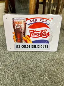 Pepsi Cola Ice Cold Delicious Metal Sign