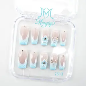 .DP.7513.Blue French gradient embossed wearable nail