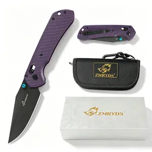ZMRYDS FD1001 folding knife, pocket knife, fruit knife, D2 blade material, G10 handle, ceramic bearings, smooth opening, gift box packaging, top choice for gifts