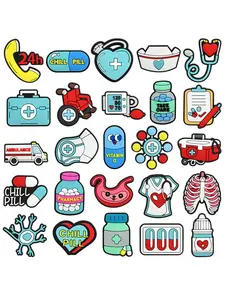 25pcs, soft plastic, happy nurses day shoe charms, a nurse's day shoe accessories, chill pill design shoe accessories decoration, suitable for sandal garden shoes accessories party gift