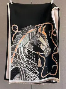 1 piece of autumn and winter cartoon jacquard imitation cashmere scarf, high-end luxury fashion versatile shawl, thick warm and cold resistant scarf, suitable for various occasions, Boho Style scarf, a great gift for festivals