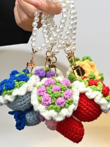 Handmade Crochet Keychain Set, Valentine's Day Mother's Day Multi-Functional Keychains, High-Quality Macaron Color, Cute Simple Style