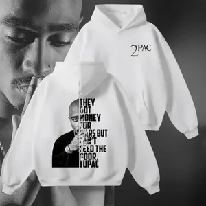 2Pac Rapper Hoodie – Classic Rapper Graphic Sweatshirt Featuring Tupac Shakur – Hip Hop Culture Fashion