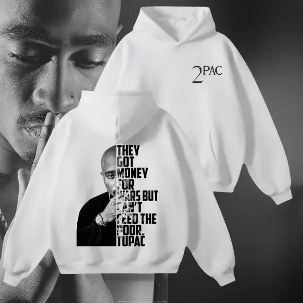 Men's Tupac Graphic Pullover Hoodie, Casual Long Sleeve Hip Hop Streetwear, Menswear Sweatshirts