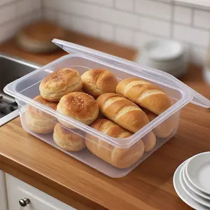 Kitchen Transparent Sealed Bread Box Countertop Built, Storage Container with Lid, Fermentation Box for Homemade Bread, Toast, Bagels, Donuts, Cookies