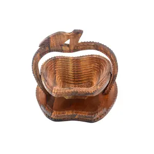 Apple - 1 Compartment Basket I Folding Wooden Basket I Collapsible Adjustable Basket I Decorative Rosewood color I Gift for Mom Wedding Gift Christmas