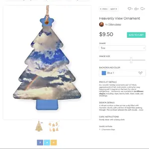 Tiffany Baker Christmas Tree Ornaments Heavenly View Human Face Outline Lightening Bolt Butterfly Large Dramatic Lake Washita Sunset Ornaments