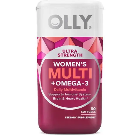 Olly Ultra Women's Daily Multivitamin Supplement Softgels, Overall Health, Immune System Support, Mint, Pink, 60 Count