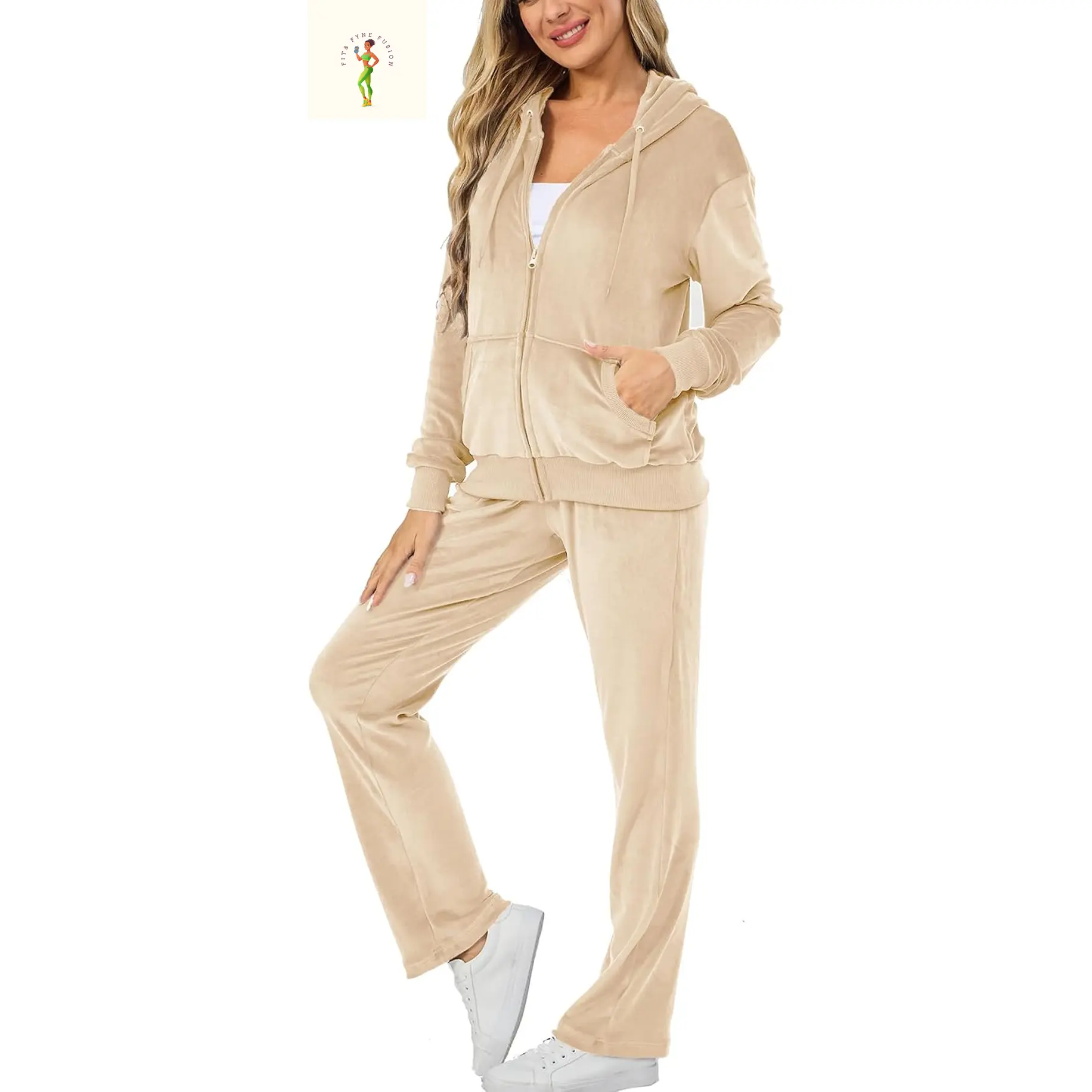 Velour Track Suits for Women Set Fall Sweatsuits 2 Piece