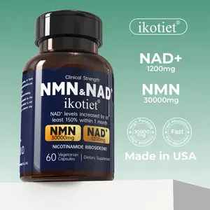 IKOTIET All-In-One NAD+/NMN Anti-Aging Supplement — 300mg Nicotinamide | Supports Cellular Energy, Skin Health, Brain & Muscle Function | Nicotinamide Riboside (NR) — 1 Capsule Daily | 1 Bottle + 1 Trial Pack essential